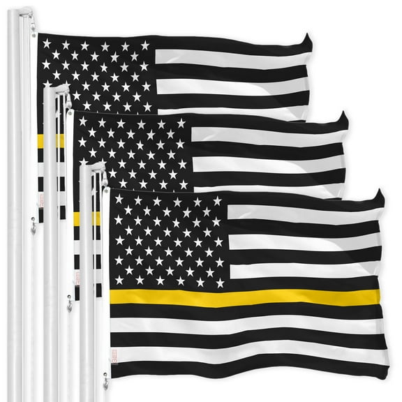 Thin Yellow Line American Flag 3x5FT 3-Pack Printed 150D Polyester By G128