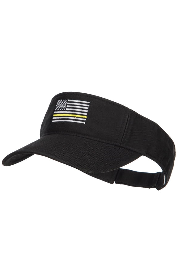 Thin Yellow Line American Flag Embroidered Visor - Black OSFM