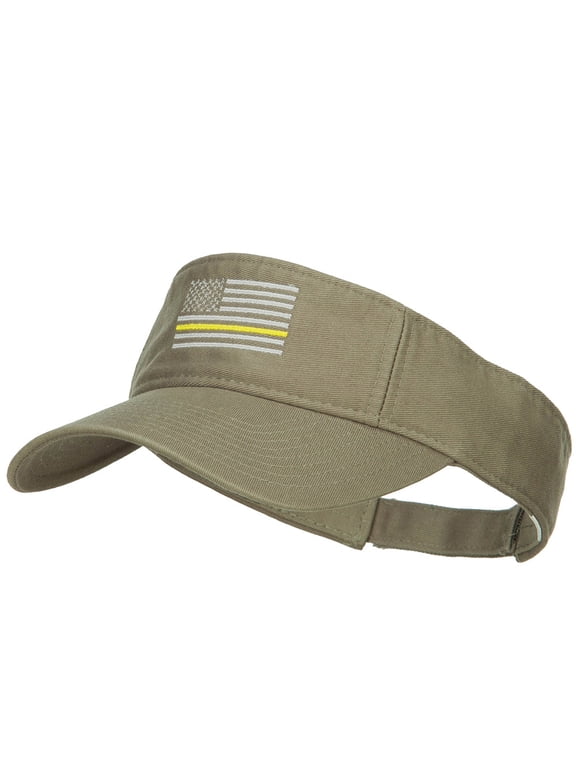 Thin Yellow Line American Flag Embroidered Visor - Olive OSFM