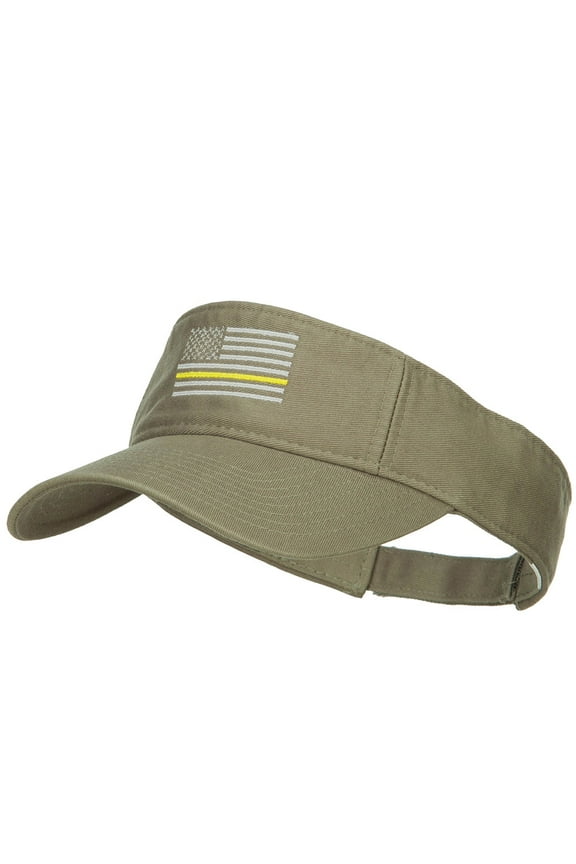 Thin Yellow Line American Flag Embroidered Visor - Olive OSFM
