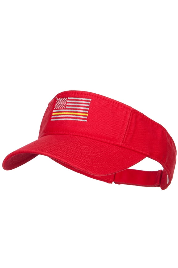 Thin Yellow Line American Flag Embroidered Visor - Red OSFM