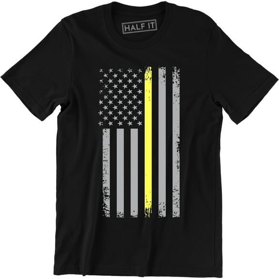 Thin Yellow Line US Flag 911 Dispatcher America Police Patriotic Men T-Shirt