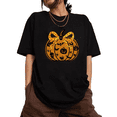 thumbnail image 1 of Thin yellow bow lace pumpkin graphic T-shirt, round-neck short-sleeved, casual and fashionable black S-5XL, 1 of 5