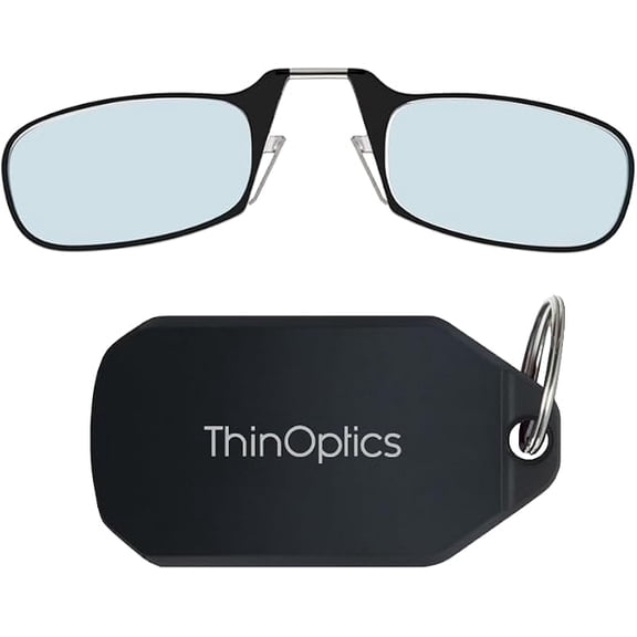 ThinOptics Blue Light Readers, Armless Glasses with Keychain Case - Black, Black 2.0x