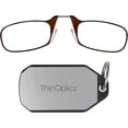 thumbnail image 1 of Always With You by ThinOptics Keychain Reading Glasses - Slim, Folding Armless Pocket Readers with Protective Keychain Case - Lightweight, Durable & Convenient - Silver, Brown 1.0x, 1 of 6
