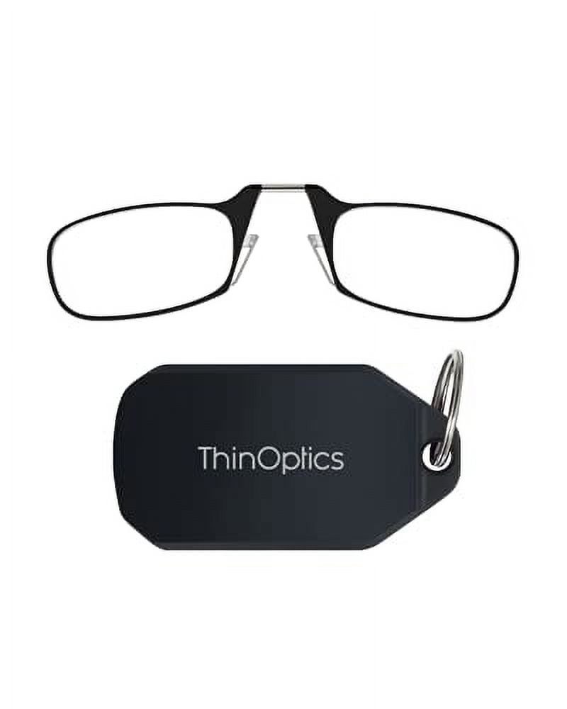 ThinOptics Keychain Case and Readers Rectangular Reading Glasses, Black