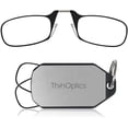 thumbnail image 1 of Always With You by ThinOptics Keychain Reading Glasses - Slim, Folding Armless Pocket Readers with Protective Keychain Case - Lightweight, Durable & Convenient - Silver, Black 2.5x, 1 of 6