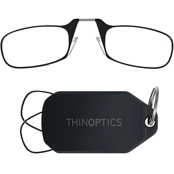 Always With You by ThinOptics Keychain Reading Glasses - Slim, Folding Armless Pocket Readers with Protective Keychain Case - Lightweight, Durable & Convenient - Black , Black 2.5x