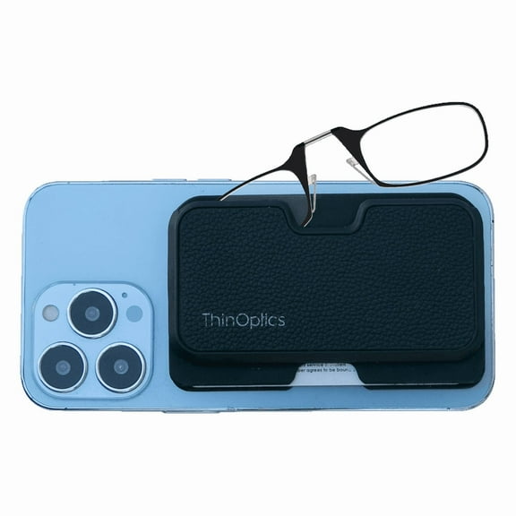 ThinOptics Readers with Wallet - Armless On-Nose Reading Glasses - Slim Wallet Attaches to Phone - MagSafe Compatible