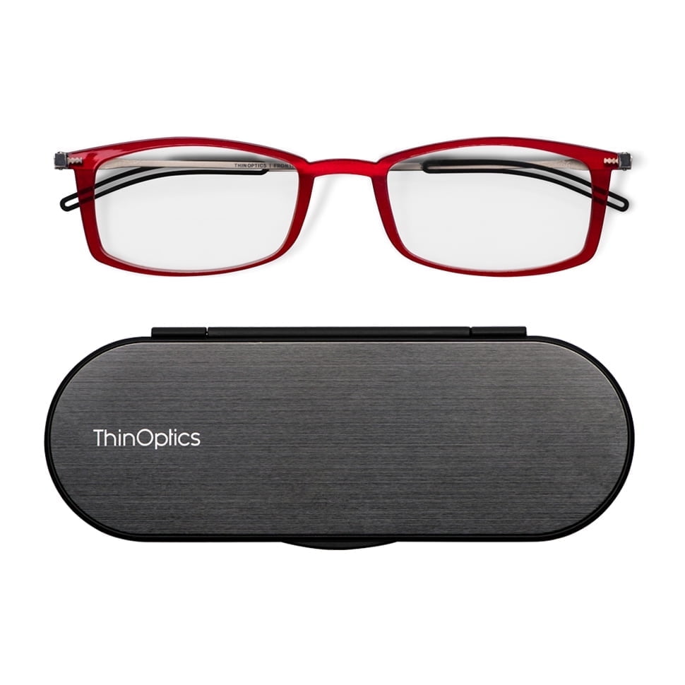 ThinOptics Rectangular Reading Glasses with Case