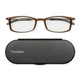 thumbnail image 1 of Always With You by ThinOptics Reading Glasses with Slim Case – Readers Attach to Your Phone, Tablet, or Fit in Your Pocket - Rectangular Brown, 2.0x, 1 of 5