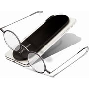 Always With You by ThinOptics Reading Glasses with Slim Case   Readers Attach to Your Phone, Tablet, or Fit in Your Pocket - Round Black, 2.5x