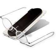 Always With You by ThinOptics Reading Glasses with Slim Case   Readers Attach to Your Phone, Tablet, or Fit in Your Pocket - Round Clear, 2.0x