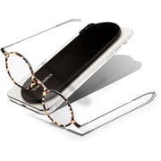 Always With You by ThinOptics Reading Glasses with Slim Case – Readers Attach to Your Phone, Tablet, or Fit in Your Pocket - Round Tortoise, 1.0x