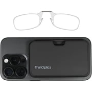 Always With You by ThinOptics Slim Reading Glasses with Case that Sticks to Your Phone - Ultra-Thin Armless Pocket Readers - Lightweight, Durable, Convenient - Clear, 2.0x