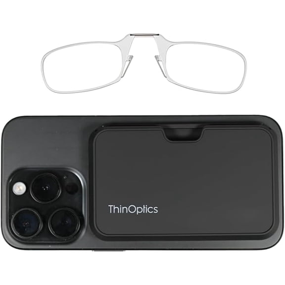 Always With You by ThinOptics Slim Reading Glasses with Case that Sticks to Your Phone - Ultra-Thin Armless Pocket Readers - Lightweight, Durable, Convenient - Clear, 2.5x