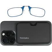 Always With You by ThinOptics Slim Reading Glasses with Case that Sticks to Your Phone - Ultra-Thin Armless Pocket Readers - Lightweight, Durable, Convenient - Blue, 2.5x