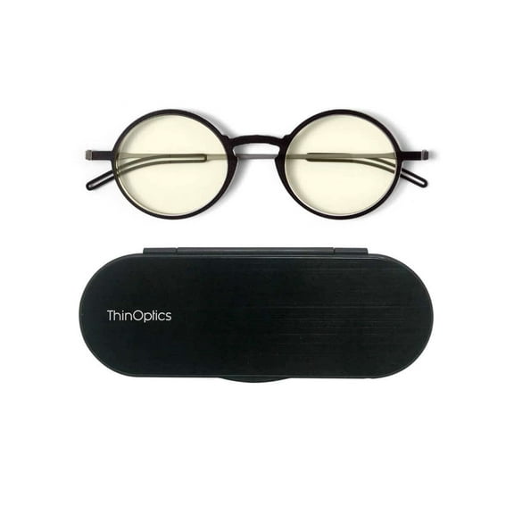ThinOptics unisex adult Manhattan Blue Light Blocking Reading Glasses, Black Frames Blue Light Filtering, 44 mm US