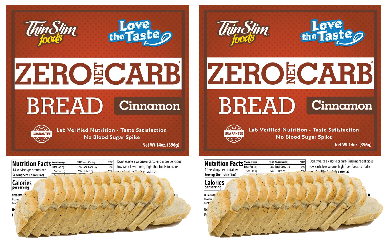 ThinSlim Foods Love-the-Taste Low Carb Bread Cinnamon, 2pack