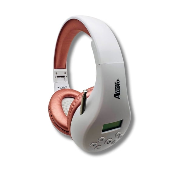 Things Audio Portable Personal FM Radio Headphones Pull-Out Antenna for Great Reception, Walking, Jogging, Relaxing, School, Talk Radio - Powered by 2AA Batteries (Not Included) - White & Rose Gold