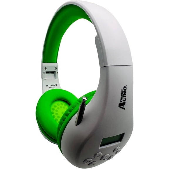 Things Audio Portable Personal FM Radio Headphones Pull-Out Antenna for Great Reception, Walking, Jogging, Relaxing, School, Talk Radio - Powered by 2AA Batteries (Not Included) - White & Lime Green