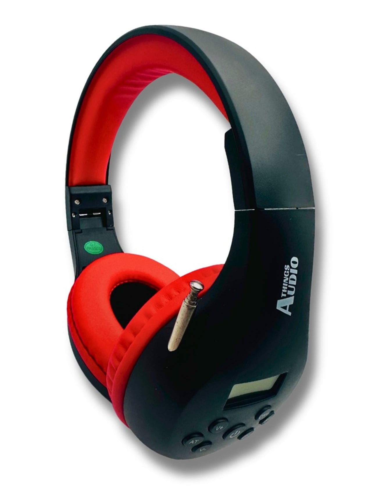 Things Audio Portable Personal FM Radio Headphones, Black & Red