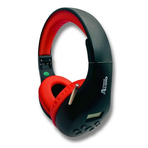 Things Audio Portable Personal FM Radio Headphones, Black & Red