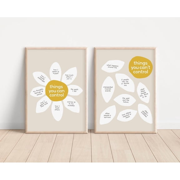 Things I Can Control Daisy Wall Art Print, CBT Therapy Room Decor