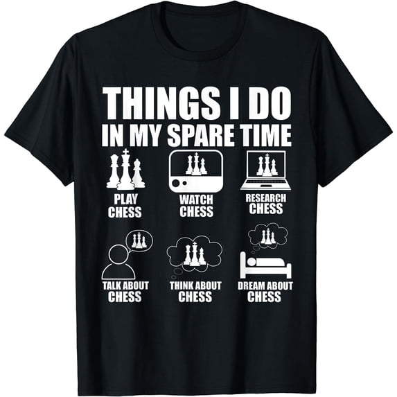 Things I Do In My Spare Time Chess Player Boys Funny Chess T-Shirt Black Small