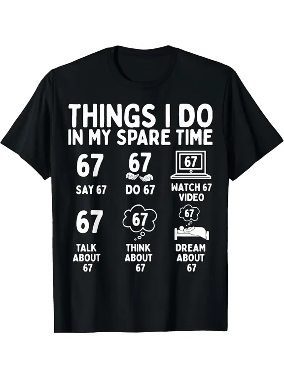 Things I Do in My Spare Time Funny Six Seven 6 7 Meme T-Shirt