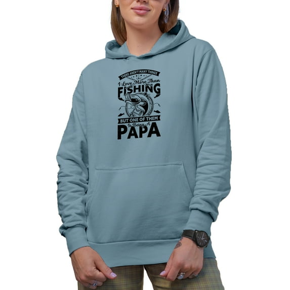 Things I Love More Than Fishing, Being a Papa, Father's Day, Light Blue Hooded Sweatshirt or Hoodie, 2XL