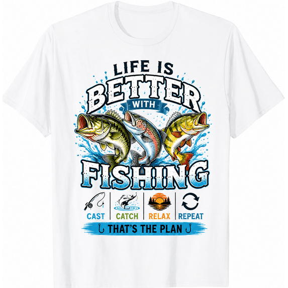 Things I Do In My Spare Time Fishing T-Shirt for Men Funny Fishing Graphic Tee Bass Trout Angler Shirt Fisherman Gift Idea Outdoor Sports Lake River Fishing Lover Tee