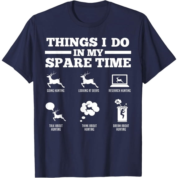 Things I do in my spare time Deers Softstyle Unisex T-Shirt,Navy Color,Size YL
