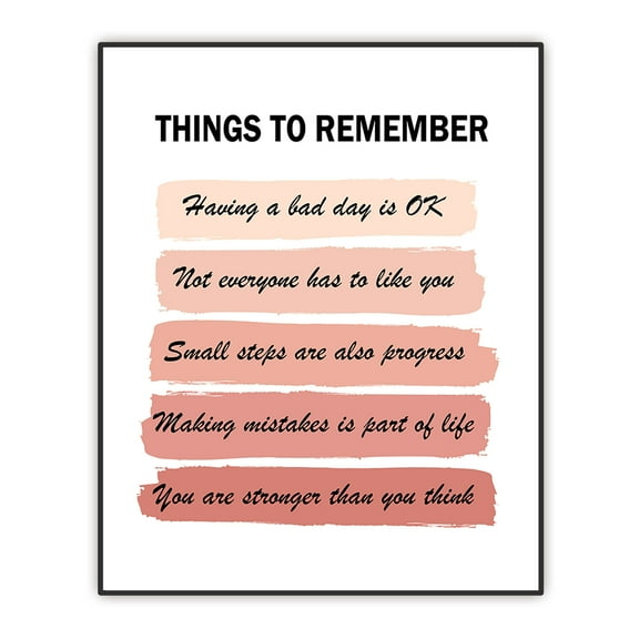 Things To Remember - Positive Inspirationa Quotes Wall Decor for Kids Teen Women Friends - Uplifting Poster for Home Office, Bedroom, Bathroom - Encouragement Gift - UNFRAMED Print 8"X10"