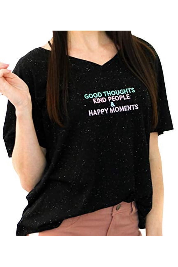 Things She Loves Good Thoughts Short Sleeve T-Shirt-Black Speckle-Small
