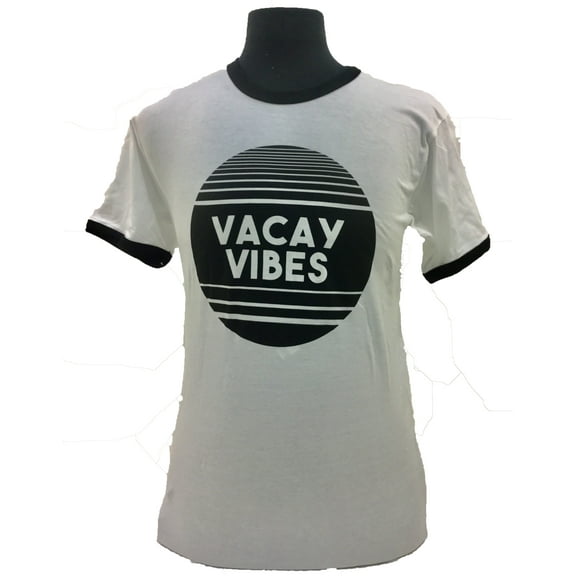Things She Loves Vacay Vibes Short Sleeve Ringer T-shirt-White-XL