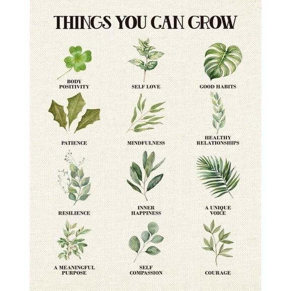 Things You Can Grow Canvas Wall Decor Art, Self Growth, Mental Health Poster, Office Wall Hanging Banner Decor, Therapy Decoration, CBT, Counselor Office Decoration