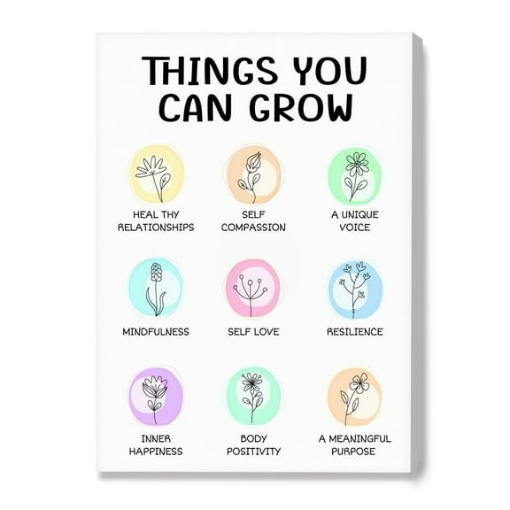 Things You Can Grow Growth Self Poster Canvas Wall Art,Inspirational Mental Health Wall Decor for Therapy Office School Nursery Counselor Office Home