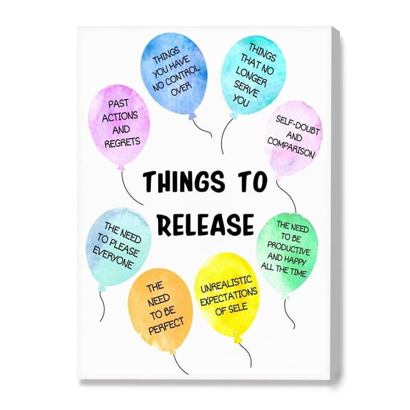 Things to Release Poster Canvas Wall Art,Inspirational Mental Health Wall Decor for Therapy Office School Nursery Counselor Office Home