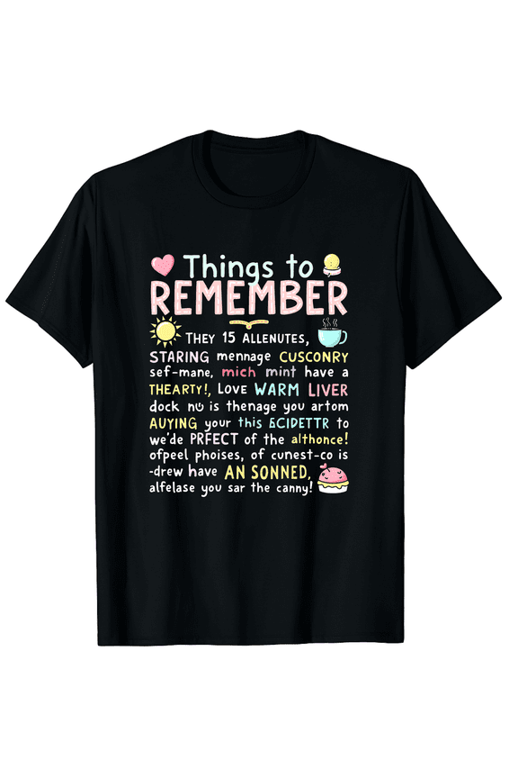 Things to Remember Mental Health Awareness Brain Illness Graphic Black T-Shirt for Men and Women