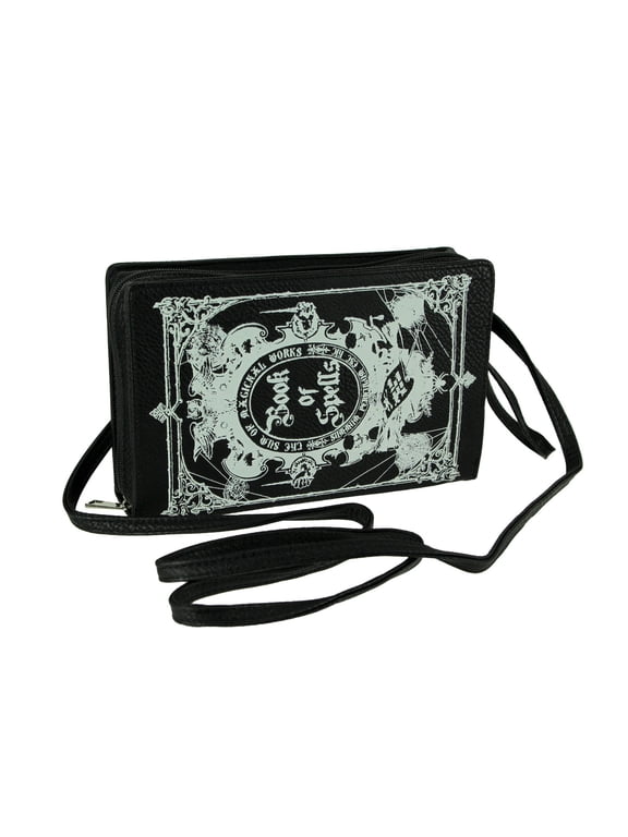 Black and White Vinyl Glow in the Dark Book of Spells Cross-Body Bag