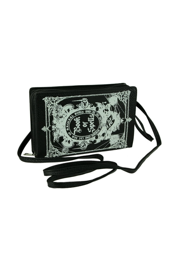 Black and White Vinyl Glow in the Dark Book of Spells Cross-Body Bag