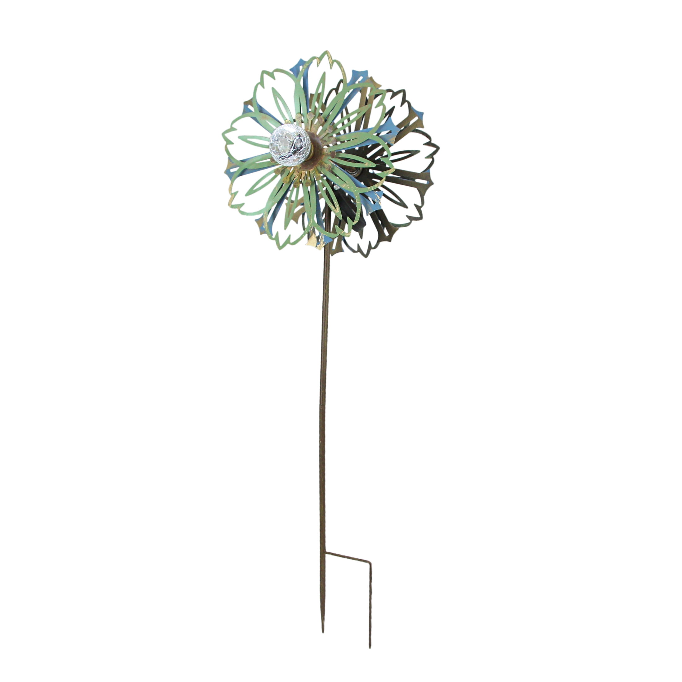 Things2Die4 36 inch Metal Solar LED Flower Wind Spinner Garden Stake ...