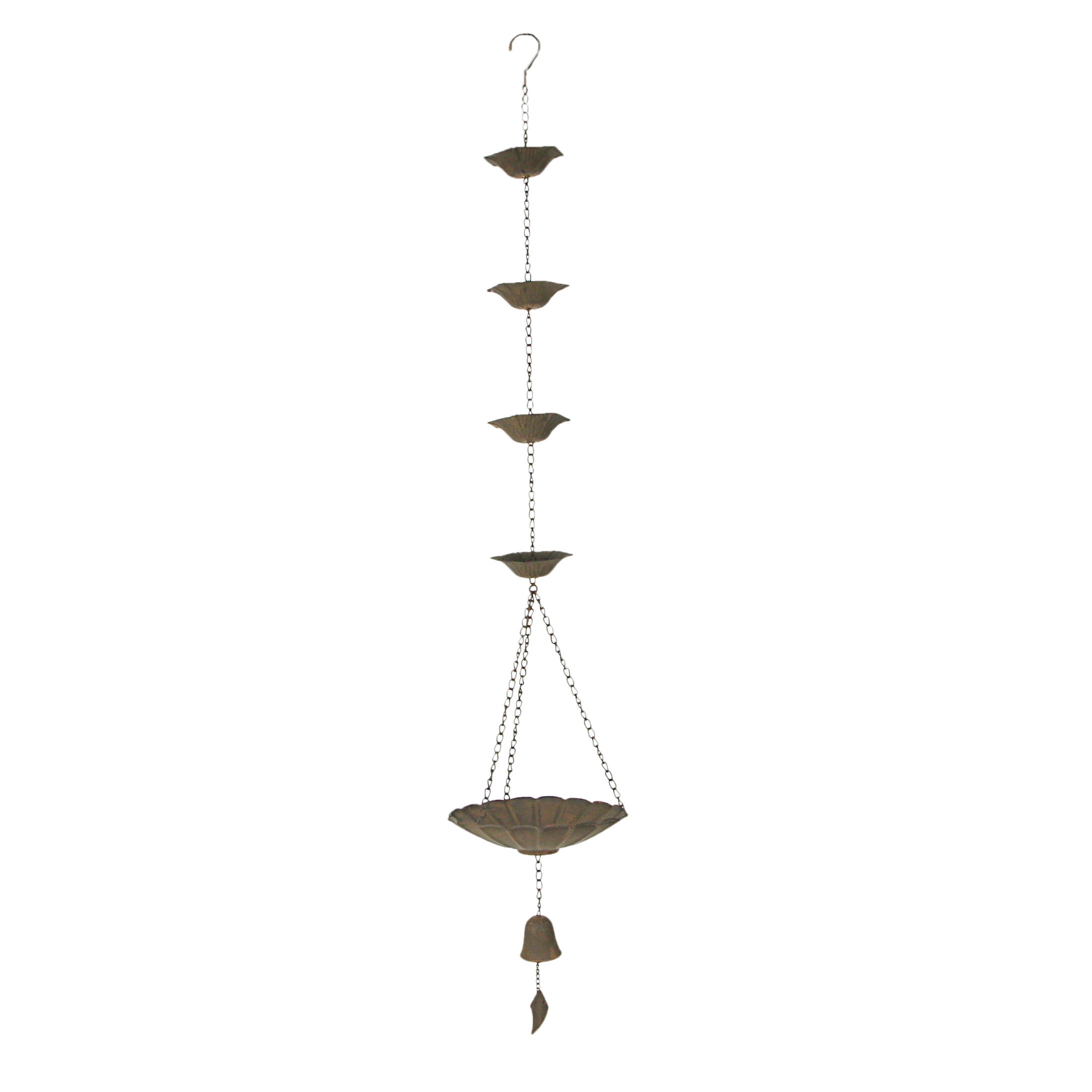 Things2Die4 53 inch Rust Metal Flower Rain Chain Bell Downspout Garden Decor