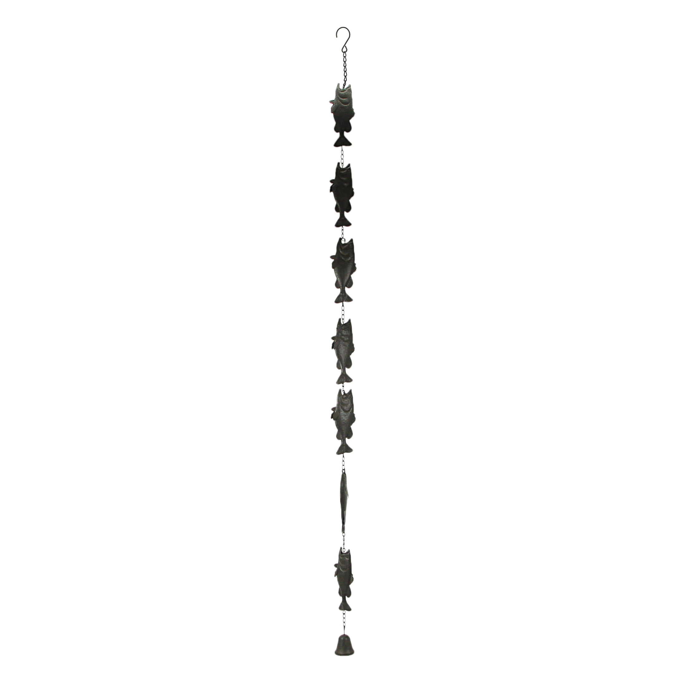 Rustic Brown Metal Fish Rain Chain 71 Inches Long
