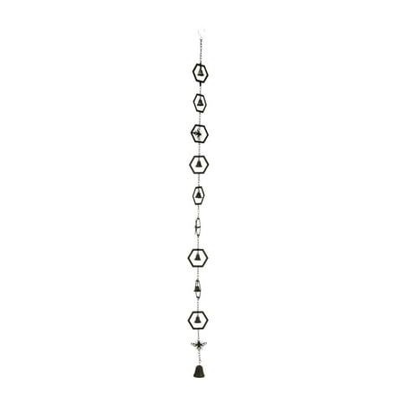 Things2Die4 72 inch Brown Metal Honey Bee Wind Chime Rain Chains Outdoor Decor