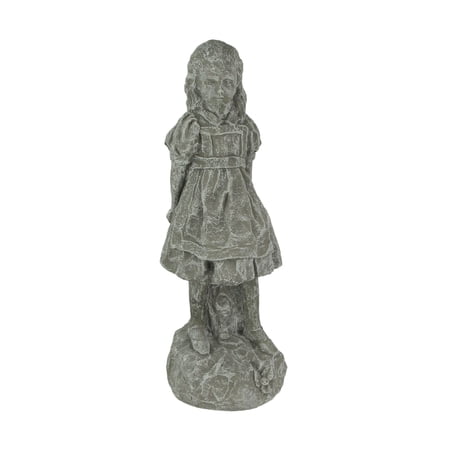 Things2Die4 Alice in Wonderland Light Gray Finish Solid Cement Statue 19.5 inch
