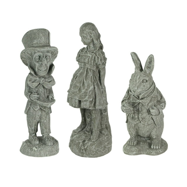 Things2Die4 Alice in Wonderland White Rabbit & Mad Hatter Cement Statue ...