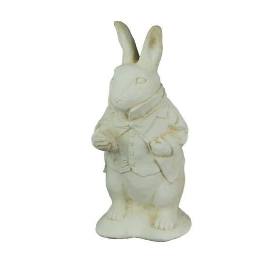 Things2Die4 Alice in Wonderland White Rabbit White Finish Concrete Statue 14 inch