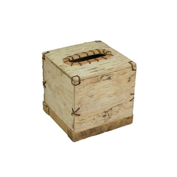 Things2Die4 Birch Bark Square Tissue Box Holder Rustic Forest Lodge Cabin Decor Accessory